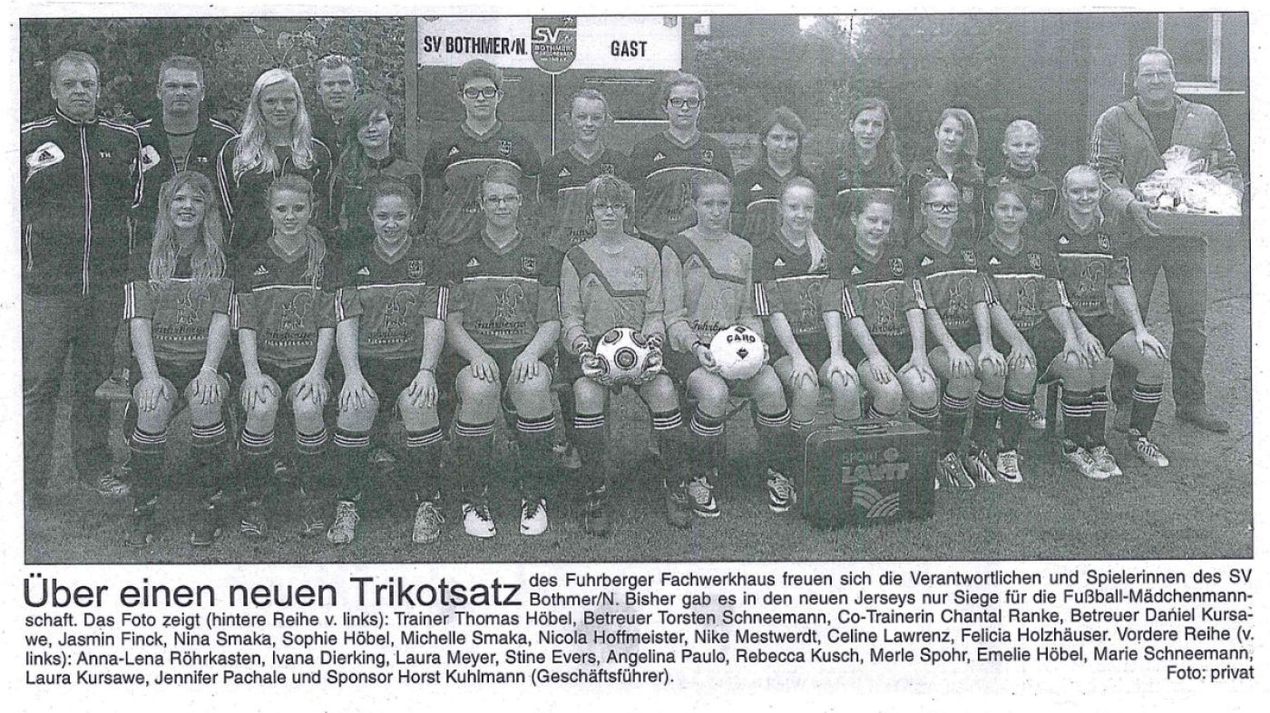 Neuer Trikotsatz für die Spielerinnen des SV Bothmer